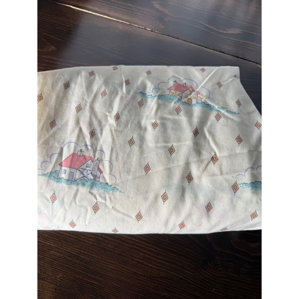 Vintage Fieldcrest Mills Full Flat Sheet Cottage Diamond Percale Made in USA‎